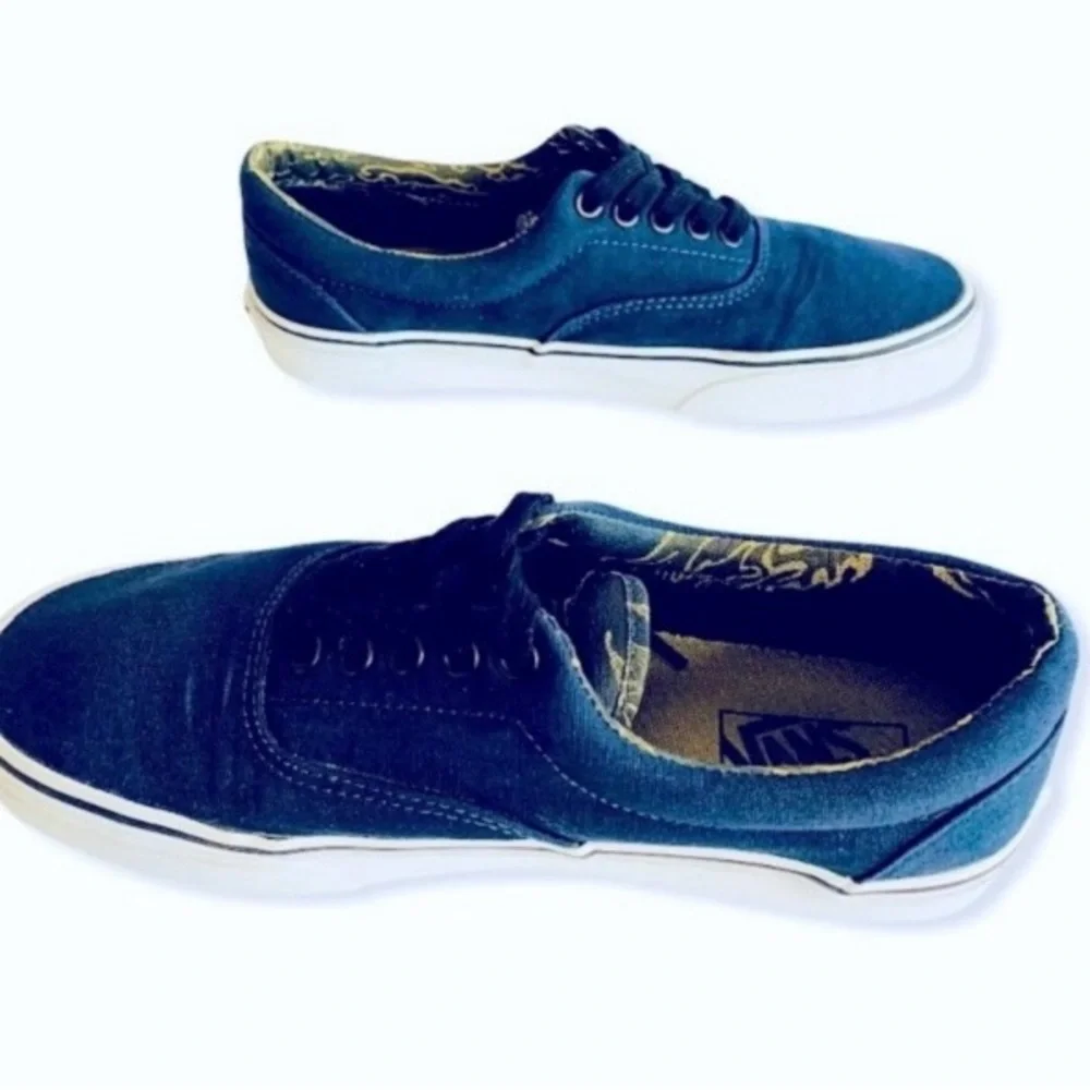 Vans Navy Blue Camo Era Shoes Sz 9 - Picture 2 of 6